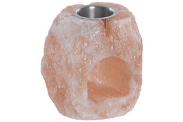 DKD Home Decor Quemador de Sal del Himalaya con Soporte Metálico