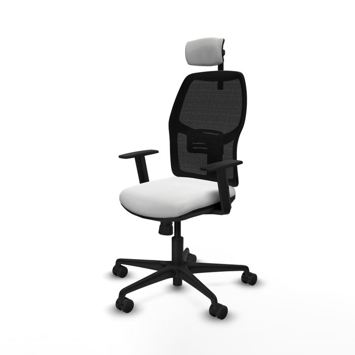 PIQUERAS Y CRESPO Silla de oficina Alfera con mecanismo Sincro, Tela Blanca y Malla Negra PIQUERAS Y CRESPO Silla de oficina Alfera con mecanismo Sincro, Tela Blanca y Malla Negra