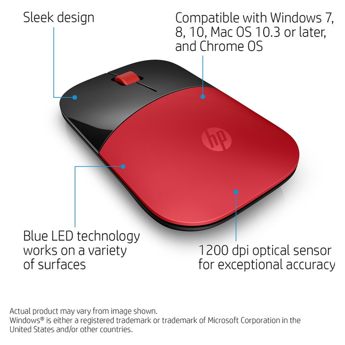 HP Ratón Inalámbrico Z3700 Ambidiestro Rojo y Negro 1200 DPI HP Ratón Inalámbrico Z3700 Ambidiestro Rojo y Negro 1200 DPI