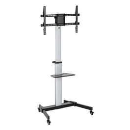 Ewent Soporte de Suelo con Ruedas para TV EW1583, VESA hasta 600x400, 37" a 86", Rotación 90°, Inclinación Ajustable, Carga 50 kg
