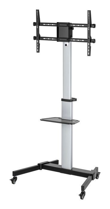 Ewent Soporte de Suelo con Ruedas para TV EW1583, VESA hasta 600x400, 37" a 86", Rotación 90°, Inclinación Ajustable, Carga 50 kg