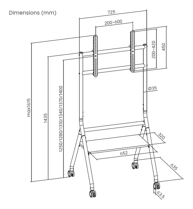 Aisens Soporte de Suelo con Ruedas FT86FE-331 Blanco y Madera