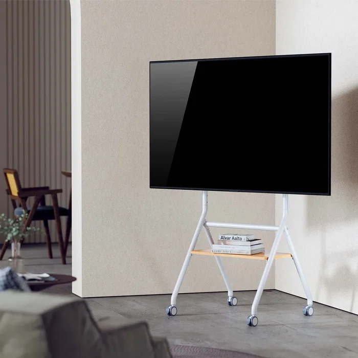 Aisens Soporte de Suelo con Ruedas FT86FE-331 Blanco y Madera