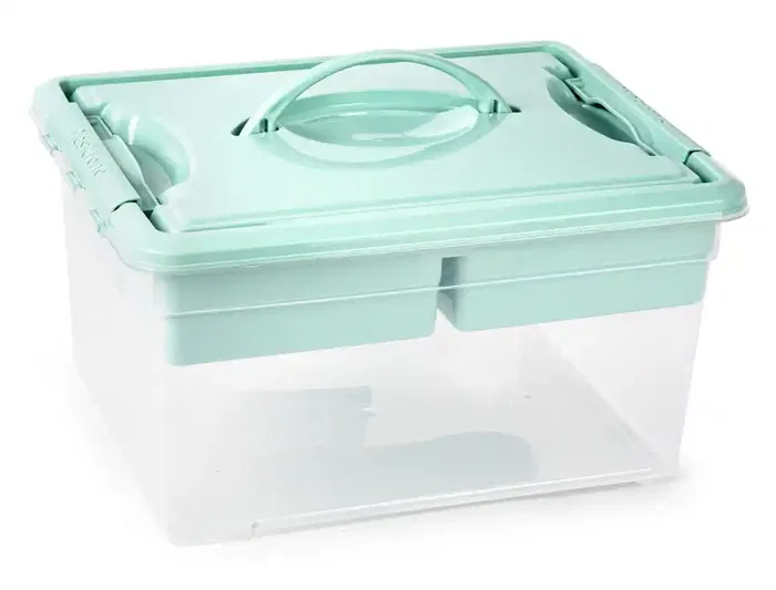 Plasticforte Caja Organizadora N 9 Plástico con Bandeja, Colores Surtidos, 27x34x18 cm