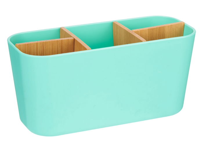 Berilo Organizador Ovalado 5 Huecos Bambú Menta Verde 21x10x9 cm (Set de 6)