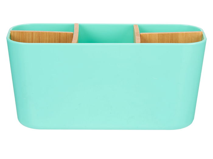 Berilo Organizador Ovalado 5 Huecos Bambú Menta Verde 21x10x9 cm (Set de 6)