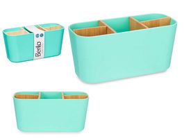 Berilo Organizador Ovalado 5 Huecos Bambú Menta Verde 21x10x9 cm (Set de 6)