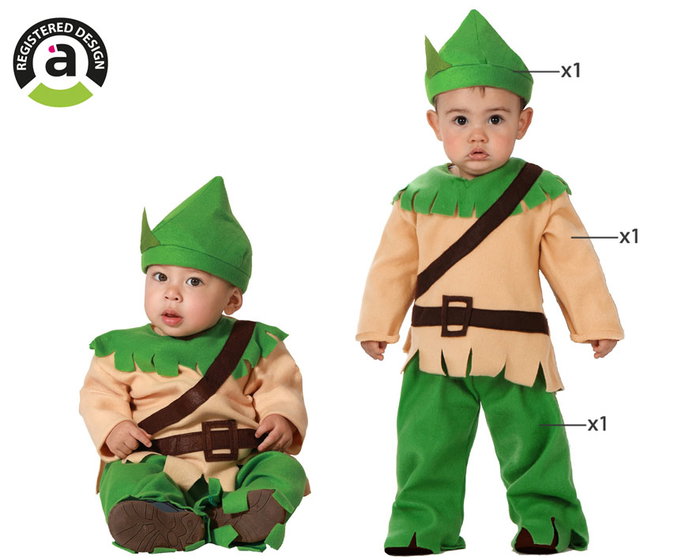 Disfraz Bebé Duende/Robin Hood Niño 6-12 Meses Verde 3 Piezas Polyester Disfraz Bebé Duende/Robin Hood Niño 6-12 Meses Verde 3 Piezas Polyester