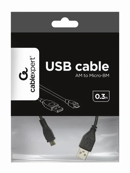 Gembird Cable USB 2.0 A Macho a Micro USB B Macho 0.3m Negro con Contactos Chapados en Oro y Garantía por Vida (CCP-MUSB2-AMBM-0.3M)