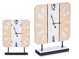 Giftdecor Reloj Sobremesa Cuarado Peana 22 cm x 28 cm x 7 cm Metal y Madera (Set de 6)