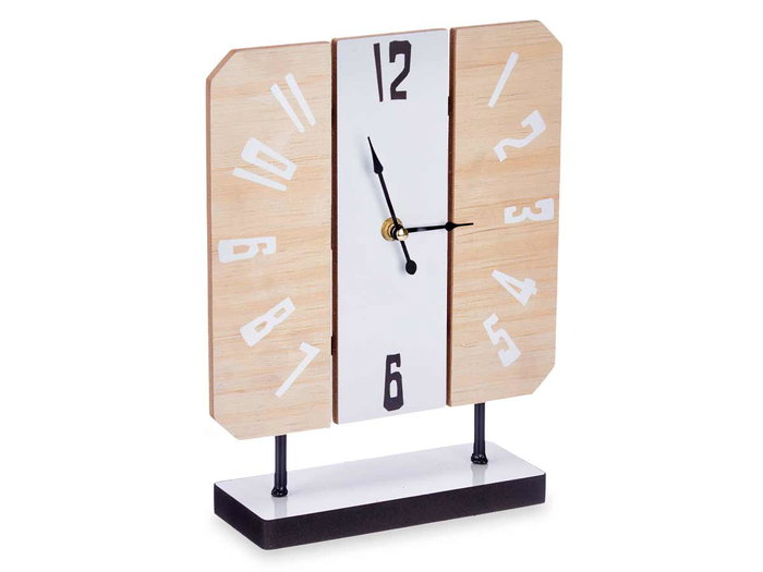 Giftdecor Reloj Sobremesa Cuarado Peana 22 cm x 28 cm x 7 cm Metal y Madera (Set de 6)