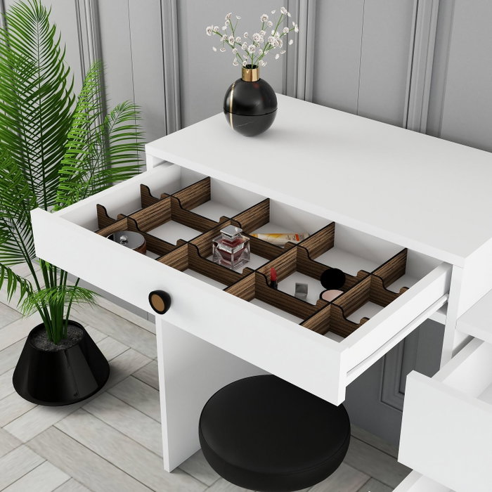 Hanah Home Cómoda Lizbon 549 - Blanca, 124x84.7x40 cm con Espejo Incluido