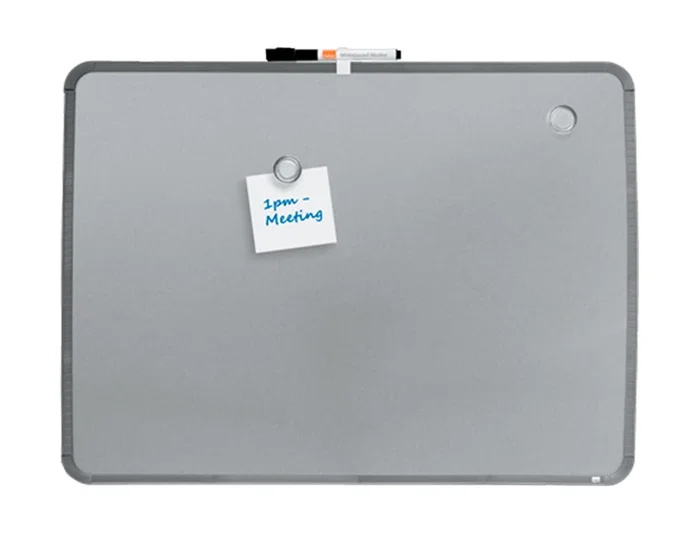 Nobo Pizarra Magnética Blanca para Hogar, Acero, Marco Slim Plata, 43x58 cm, Montaje Adhesivo