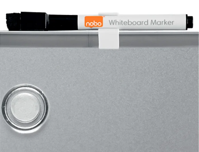 Nobo Pizarra Magnética Blanca para Hogar, Acero, Marco Slim Plata, 43x58 cm, Montaje Adhesivo