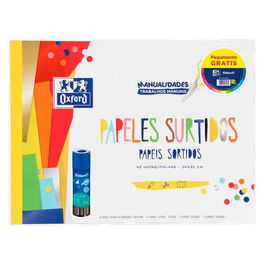 Oxford Pack Bloc Papeles Surtidos Manualidades + Pegamento Pelifix 20 gr