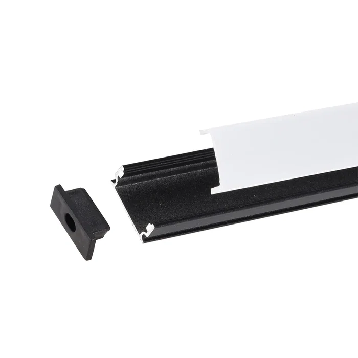 Perfil Aluminio Negro para Tira LED - Difusor Opal