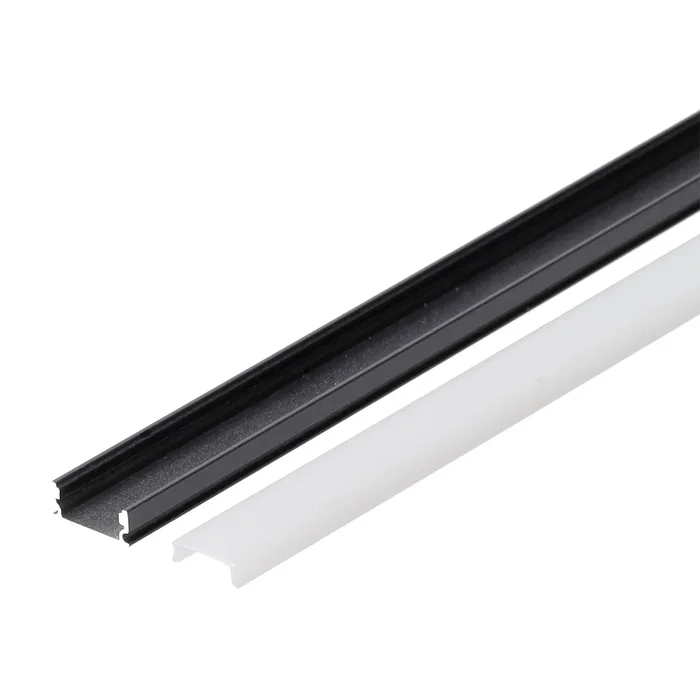 Perfil Aluminio Negro para Tira LED - Difusor Opal