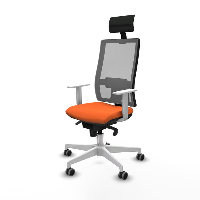 PIQUERAS Y CRESPO Silla de oficina Horna con mecanismo Sincro, Tela Naranja y Malla Gris