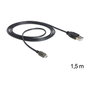 DeLOCK Cable USB 2.0 de USB A a Micro-USB B con indicador LED, 1,5 m, Negro