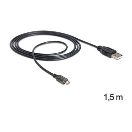 DeLOCK Cable USB 2.0, USB-A Macho a Micro-USB B Macho, 1.5 m de Longitud, Velocidad 480 Mbps, Color Negro