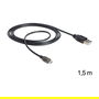 DeLOCK Cable USB 2.0, USB-A Macho a Micro-USB B Macho, 1.5 m de Longitud, Velocidad 480 Mbps, Color Negro