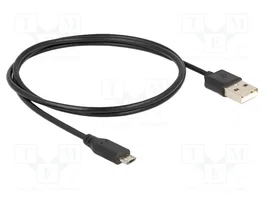 DeLOCK Cable USB 2.0 de USB A a Micro-USB B con indicador LED, 1,5 m, Negro