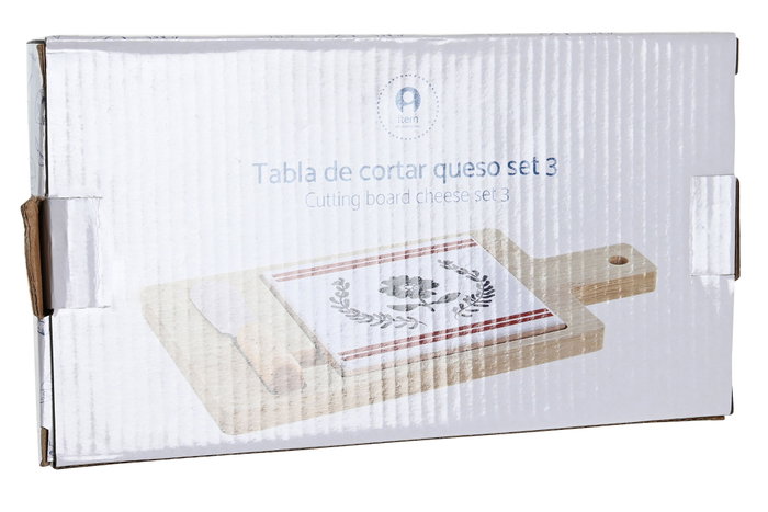 DKD Home Decor Set de 3 Tablas de Aperitivo Casitas en Bambú y Gres