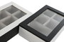 DKD Home Decor Caja de Infusiones Moderno Blanco Negro 15 x 6.5 x 23 cm (2 Unidades) MDF Cristal Metal