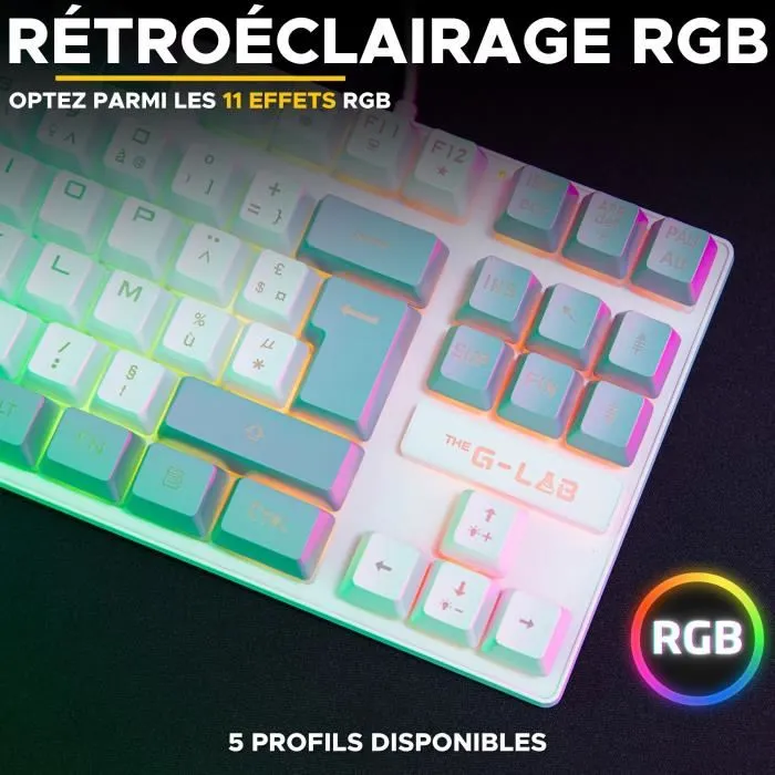 The G-Lab KEYZ CAESIUM Teclado para Juegos RGB TKL Blanco y Gris The G-Lab KEYZ CAESIUM Teclado para Juegos RGB TKL Blanco y Gris