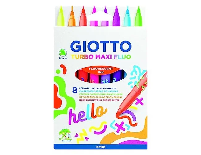 Giotto Turbo Maxi Fluo Estuche de 8 Rotuladores Colores Surtidos Fluo