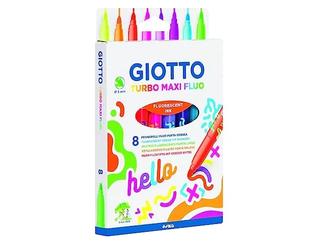 Giotto Turbo Maxi Fluo Estuche de 8 Rotuladores Colores Surtidos Fluo