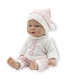 Tachan Muñeca Bebé 26cm T01065 Conjunto Pantalón Gris y Rayas Rosas Juguete Educativo +18 Meses