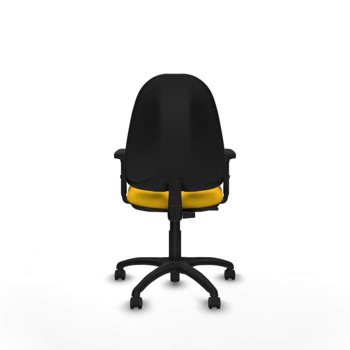 Silla de oficina Algarra con mecanismo Contacto permanente básico tapizada con Tela color Amarillo. Equipada con Base poliamida negra, Brazos 2D y Ruedas autofrenantes Silla de oficina Algarra con mecanismo Contacto permanente básico tapizada con Tela color Amarillo. Equipada con Base poliamida negra, Brazos 2D y Ruedas autofrenantes