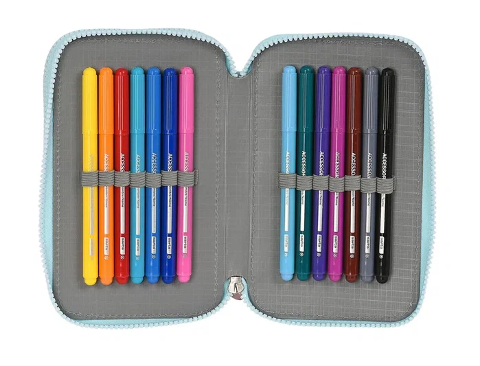 Safta Plumier Moos Garden Doble Pequeño 28 Pcs Azul Turquesa