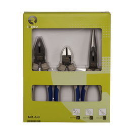 Irimo 601-3-c Juego 3 Alicates Universales 180mm, Corte Diagonal 160mm, Boca Semirredonda 200mm, Mango Bi-material Agarre Suave Acero Alto Rendimiento