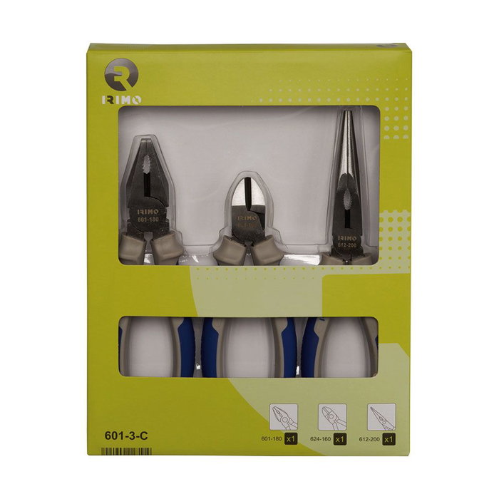 Irimo 601-3-c Juego 3 Alicates Universales 180mm, Corte Diagonal 160mm, Boca Semirredonda 200mm, Mango Bi-material Agarre Suave Acero Alto Rendimiento Irimo 601-3-c Juego 3 Alicates Universales 180mm, Corte Diagonal 160mm, Boca Semirredonda 200mm, Mango Bi-material Agarre Suave Acero Alto Rendimiento