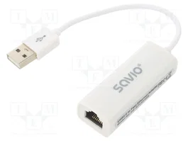 SAVIO Adaptador USB a Ethernet RJ45 USB 2.0 Blanco