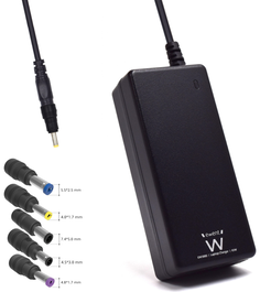 EWENT EW3898 Adaptador de corriente de 65 W para HP con 5 conectores, Negro