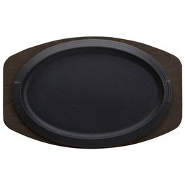 1946 Plato Oval Hierro Fundido con Bandeja de Madera 32x22 cm