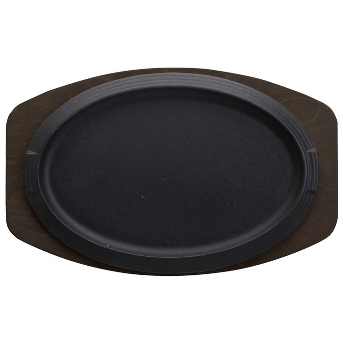 1946 Plato Oval Hierro Fundido con Bandeja de Madera 32x22 cm 1946 Plato Oval Hierro Fundido con Bandeja de Madera 32x22 cm