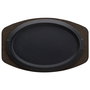 1946 Plato Oval Hierro Fundido con Bandeja de Madera 32x22 cm