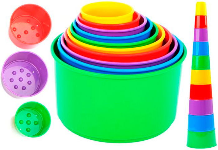 Polesie Piramide Apilable 35110 con Aros de Colores para Niños +18 Meses