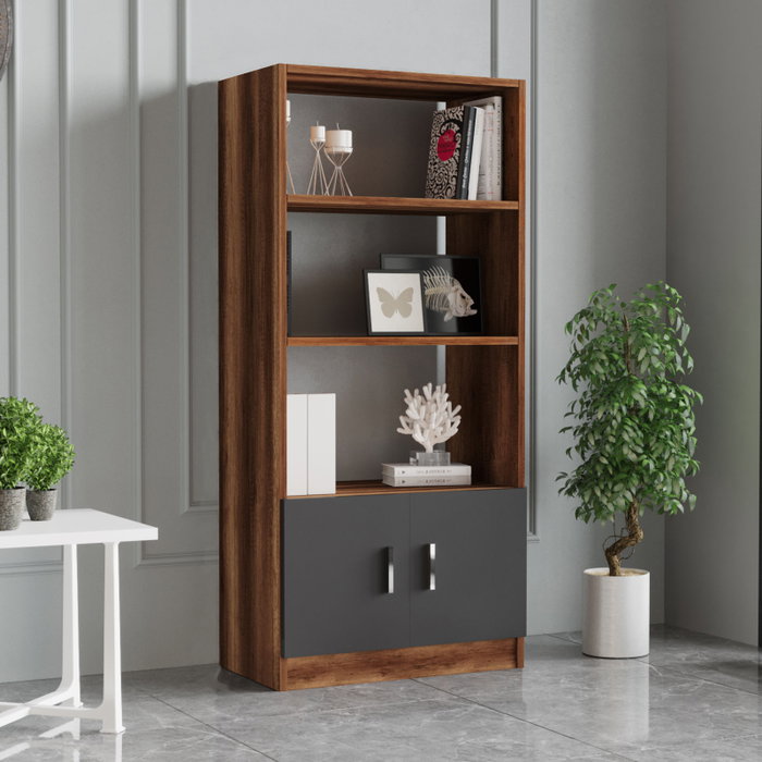 Hanah Home Vo14-Ba Juego de Muebles de Oficina Moderno con Mesa de Estudio 140cm, Tablero Melamina, Nogal y Antracita