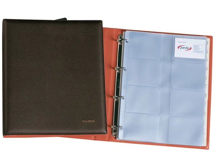Pardo Tarjetero Folio 4 Anillas Similpiel Negro para 320 Tarjetas 320x275 mm