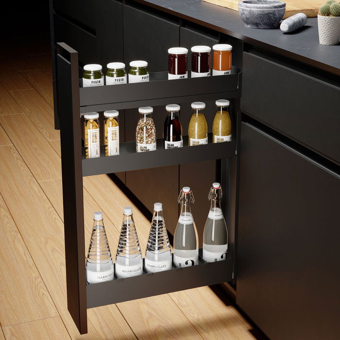 Menage Confort Botellero Alto Nova Flat Antracita Modulo 200 Extraíble 3 Bandejas Guías Grass Cierre Amortiguado