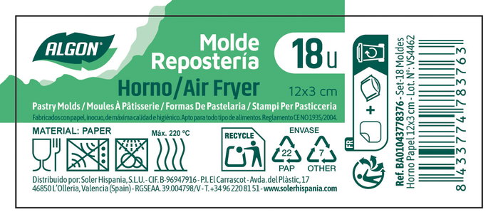 Inde Set de 24 Moldes para Horno de Papel 12 cm x 3 cm Inde Set de 24 Moldes para Horno de Papel 12 cm x 3 cm