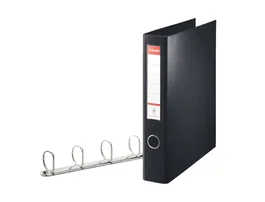 Esselte Carpeta 4 Anillas 40 mm DIN A4 Plástico Forrado Color Negro