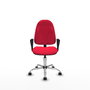 Silla de oficina Algarra con mecanismo Contacto permanente básico tapizada con Tela color Rojo. Equipada con Base cromada, Brazos fijos y Ruedas autofrenantes