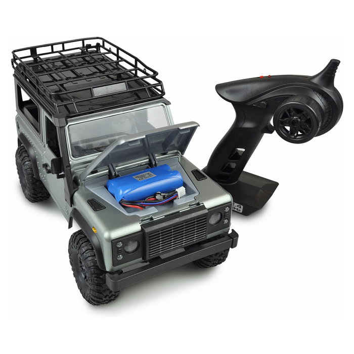 AMEWI D90X12 Camión Oruga RC Crawler 1:12 4x4 Con Motor Eléctrico, Batería LiIon 7.4V 1200mAh, Radio 2.4GHz, Color Negro/Plata, Para Niños 8+ Años