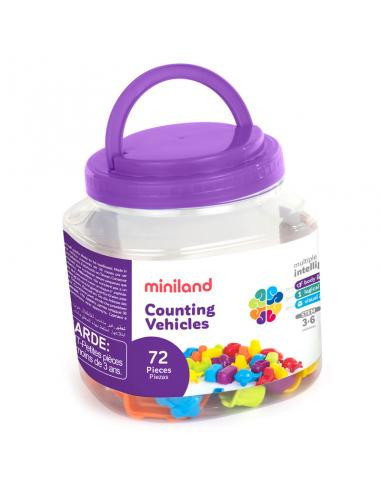 Miniland 5005027370 Caja 72 Vehículos Didácticos Matemáticas